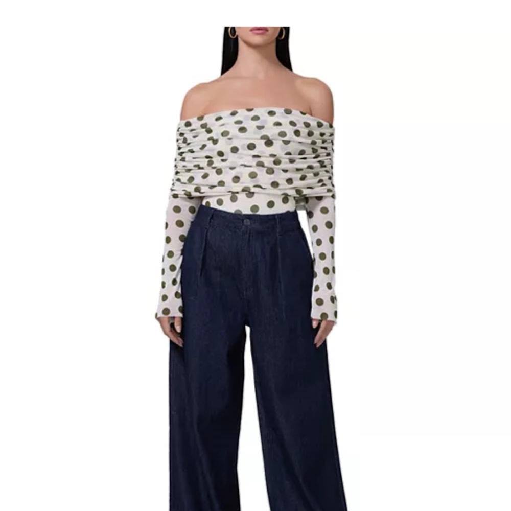 NWT AFRM Maxine Bodysuit Top in Birch Dot Size XL